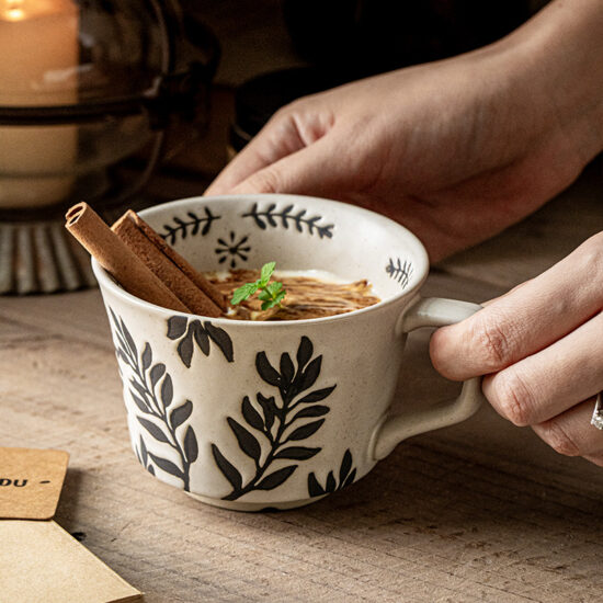  Handmade Rustic Ceramic Coffee Mug with Natural Texture