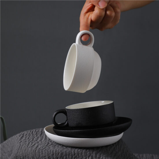 Modern Ceramic Espresso Cup and Saucer Set – Italian Style Coffee Mug