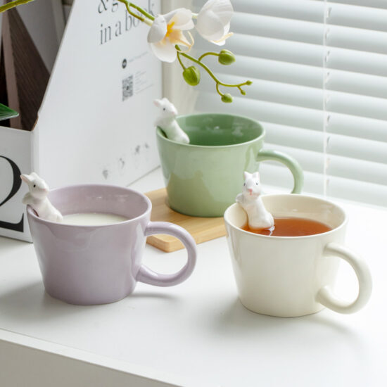 Cartoon Ceramic Mug – Aesthetic INS Coffee Cup for Breakfast and Gifts