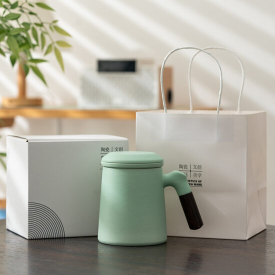 Morandi Color Ceramic Filter Mug with Tea Infuser for Office and Couples