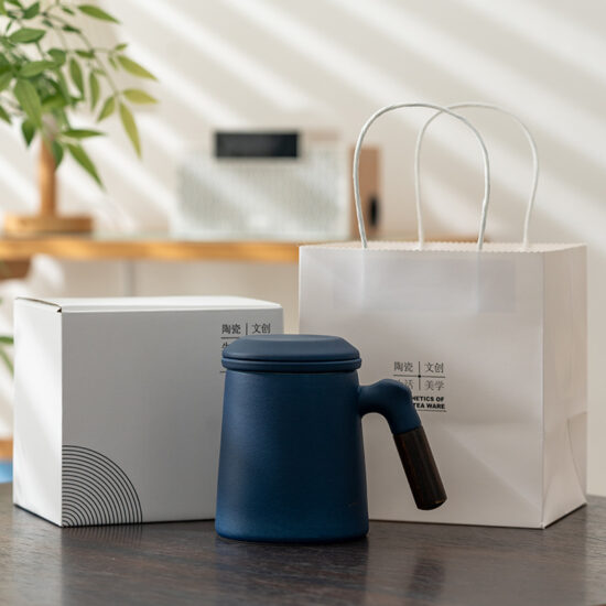 Morandi Color Ceramic Filter Mug with Tea Infuser for Office and Couples