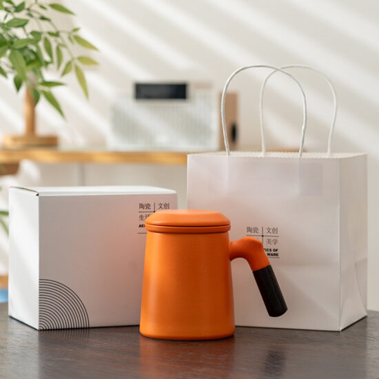 Morandi Color Ceramic Filter Mug with Tea Infuser for Office and Couples