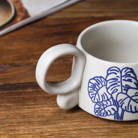 Heart-shaped cute ceramic mug for coffee or milk