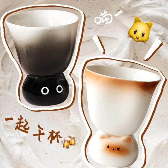 Cartoon Siamese Cat Ceramic Coffee Mug with Cute Handle