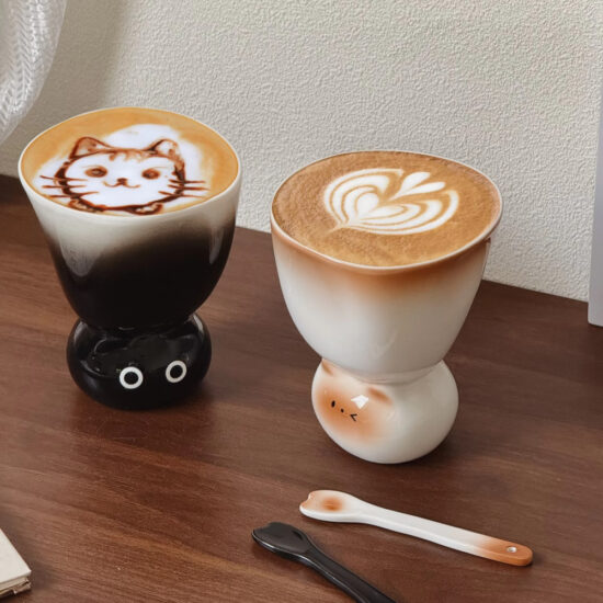 Cartoon Siamese Cat Ceramic Coffee Mug with Cute Handle