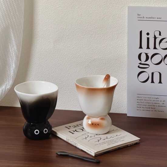 Cartoon Siamese Cat Ceramic Coffee Mug with Cute Handle