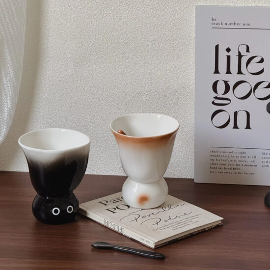 Cartoon Siamese Cat Ceramic Coffee Mug with Cute Handle
