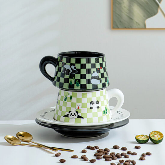French Vintage Ceramic Mug Set with Saucer – INS Aesthetic Gift Box