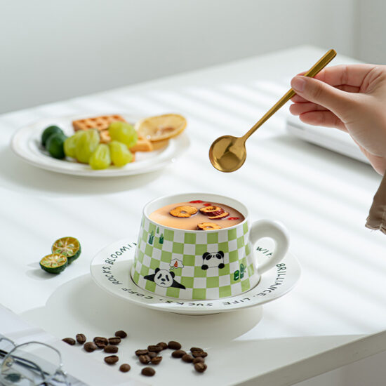French Vintage Ceramic Mug Set with Saucer – INS Aesthetic Gift Box