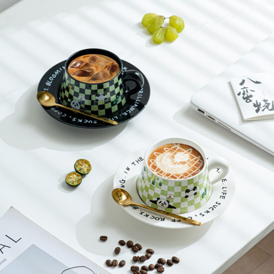 French Vintage Ceramic Mug Set with Saucer – INS Aesthetic Gift Box
