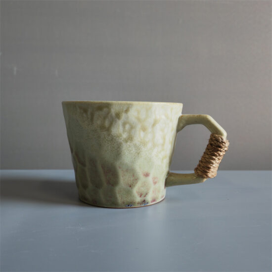Rustic Japanese-style ceramic tea cup and saucer set