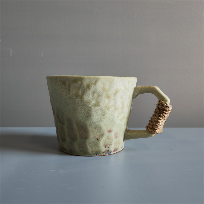 Rustic Japanese-style ceramic tea cup and saucer set