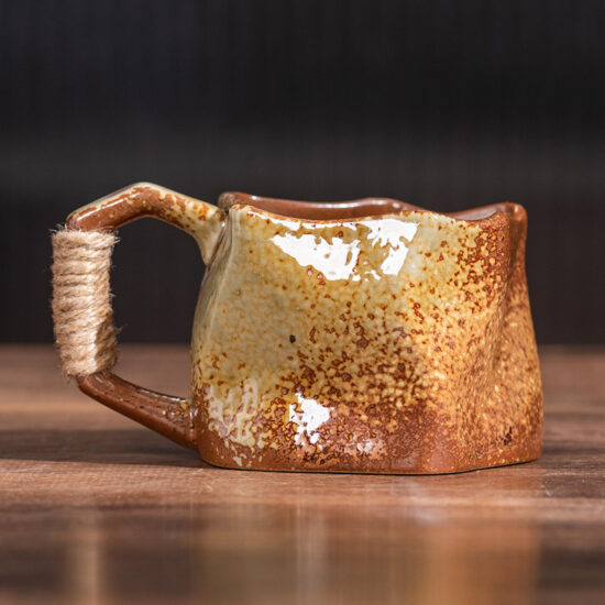 Rustic Japanese-style ceramic tea cup and saucer set