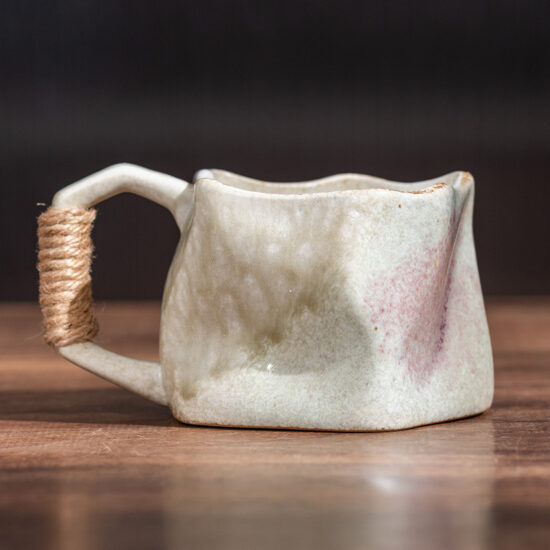 Rustic Japanese-style ceramic tea cup and saucer set