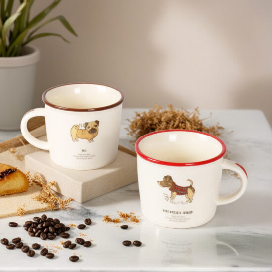 Nordic Hand-Painted Ceramic Mug – Rustic Minimalist Coffee Cup for Home Use