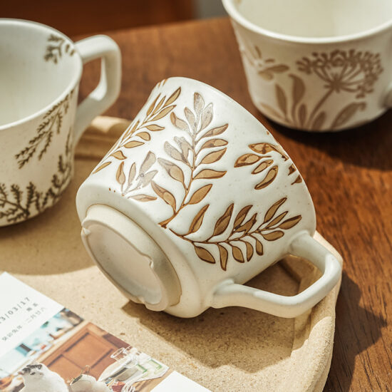 Nordic Hand-Painted Ceramic Mug – Rustic Minimalist Coffee Cup for Home Use