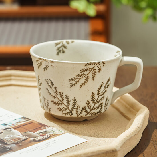 Nordic Hand-Painted Ceramic Mug – Rustic Minimalist Coffee Cup for Home Use