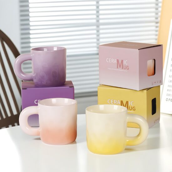 Cute Large Handle Ceramic Mug for Coffee or Tea