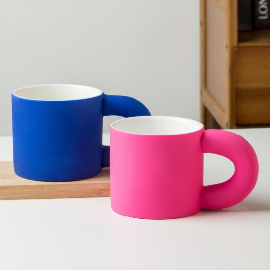 Cute Large Handle Ceramic Mug for Coffee or Tea