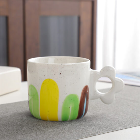 Minimalist ceramic thick-handle coffee mug for office and home