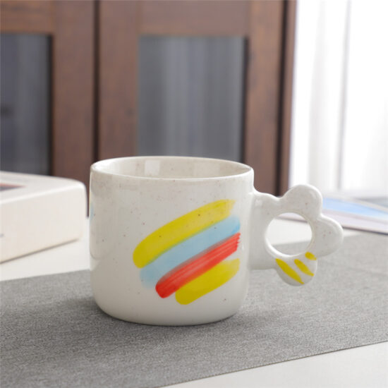 Minimalist ceramic thick-handle coffee mug for office and home