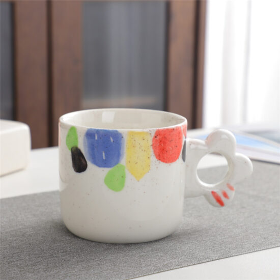 Minimalist ceramic thick-handle coffee mug for office and home