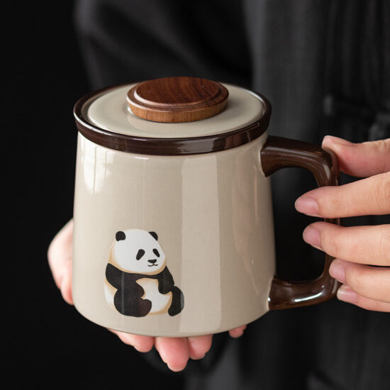 Navy Blue Ceramic Mug with Lid
