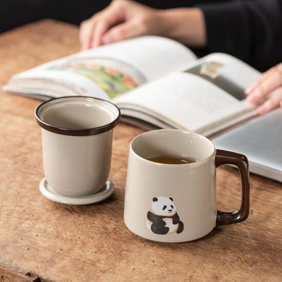 Navy Blue Ceramic Mug with Lid