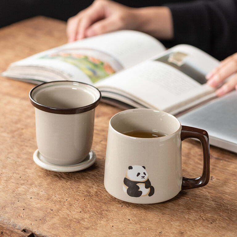 Navy Blue Ceramic Mug with Lid