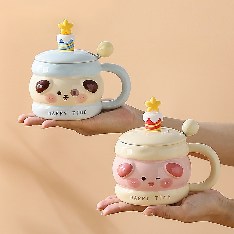 Minimalist Ceramic Mug Gift Set with Lid for Couples