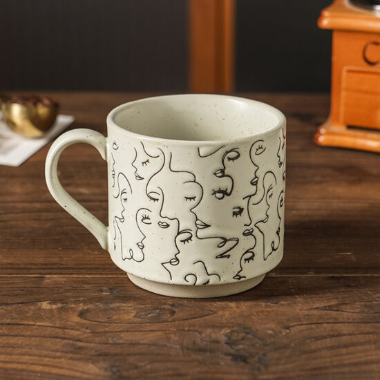 Vintage Ceramic Coffee Mug with Lid – Couple Gift Cup for Office or Home