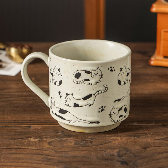 Vintage Ceramic Coffee Mug with Lid – Couple Gift Cup for Office or Home