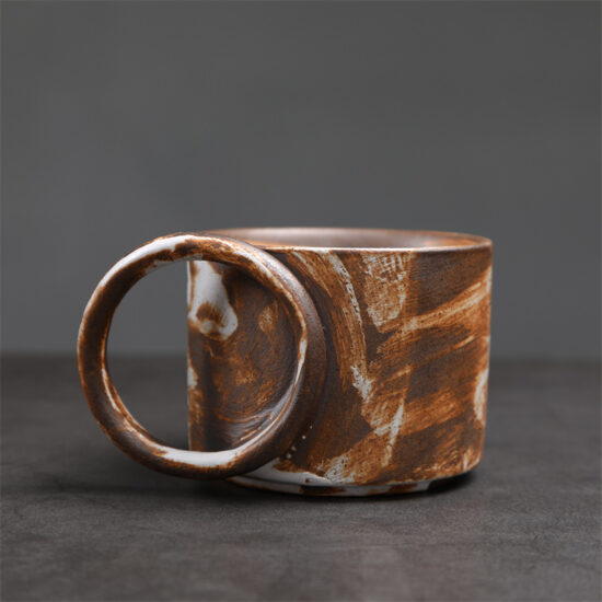 Japanese-style vintage ceramic mug and saucer set
