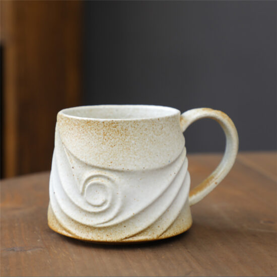 Japanese-style vintage ceramic mug and saucer set