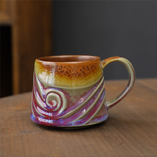 Japanese-style vintage ceramic mug and saucer set