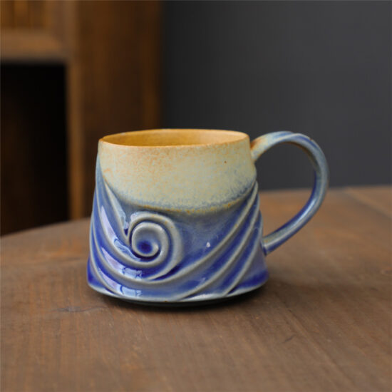 Japanese-style vintage ceramic mug and saucer set