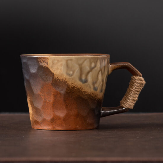 Kiln-glazed ceramic coffee mug with artistic finish