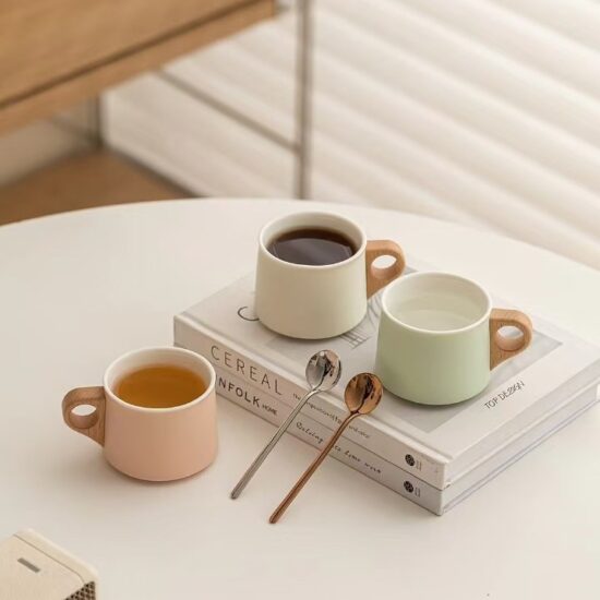 Ceramic Coffee Cup and Saucer Gift Set – Pastel Fresh Design