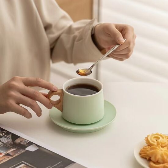 Ceramic Coffee Cup and Saucer Gift Set – Pastel Fresh Design