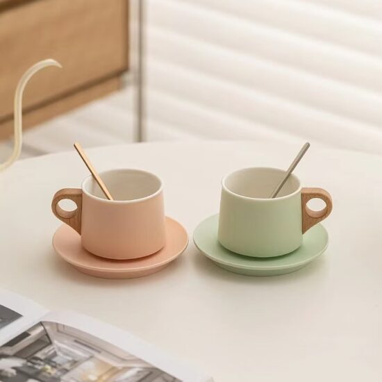 Ceramic Coffee Cup and Saucer Gift Set – Pastel Fresh Design