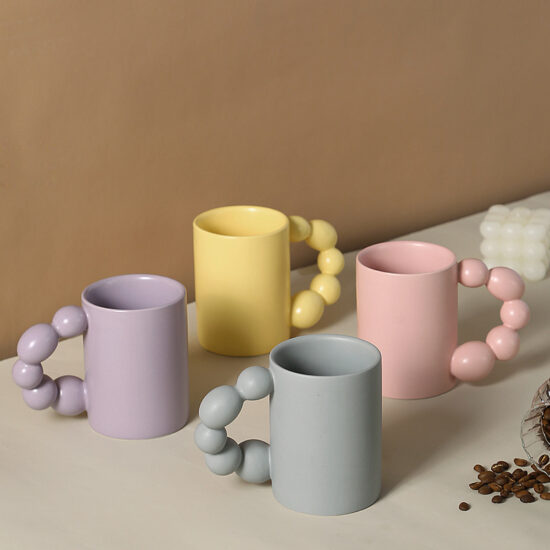 Hand-painted vintage ceramic mug with rustic kiln glaze