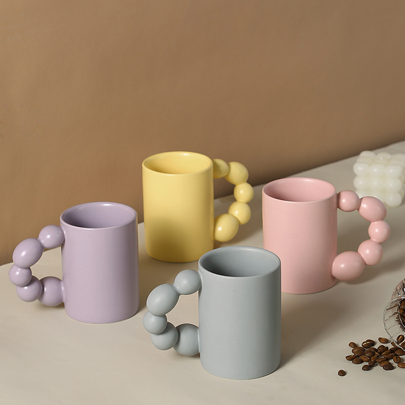 Hand-painted vintage ceramic mug with rustic kiln glaze