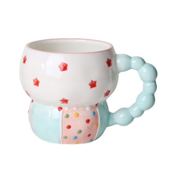 Hand-painted vintage ceramic mug with rustic kiln glaze