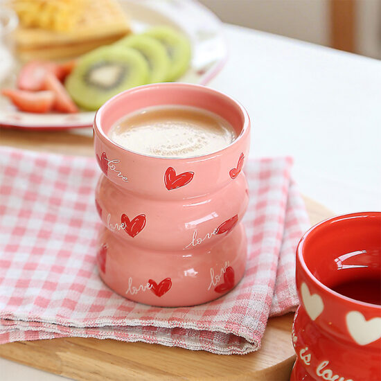Hand-painted vintage ceramic mug with rustic kiln glaze