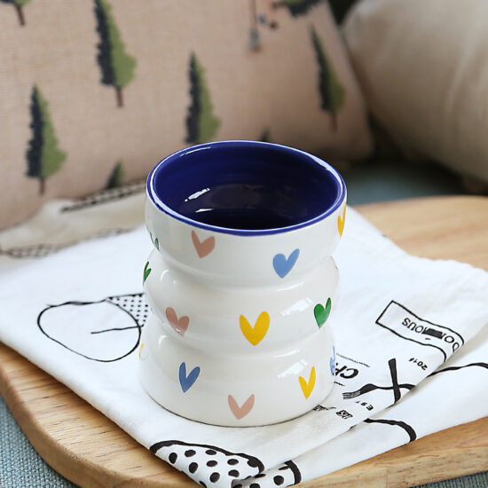 Hand-painted vintage ceramic mug with rustic kiln glaze
