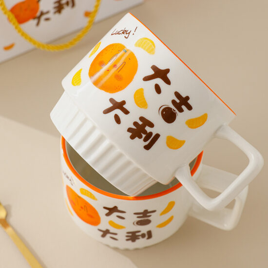 Ceramic mug gift set with towel bear for business or event gifts