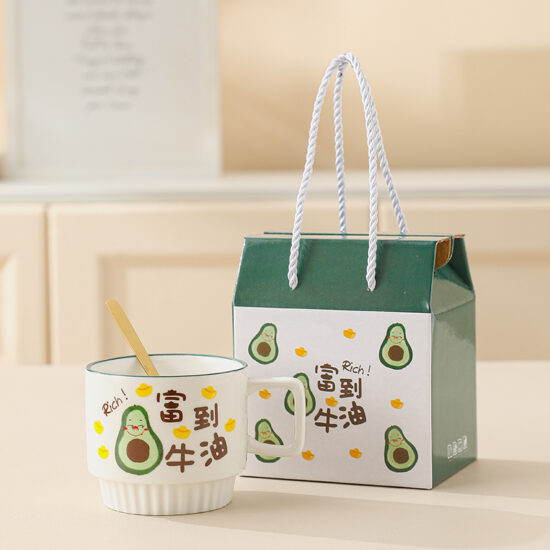 Ceramic mug gift set with towel bear for business or event gifts