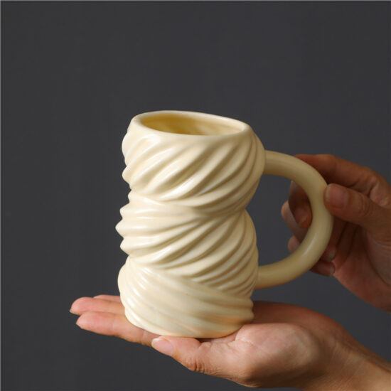 Modern Polka Dot Ceramic Mug with Large Handle