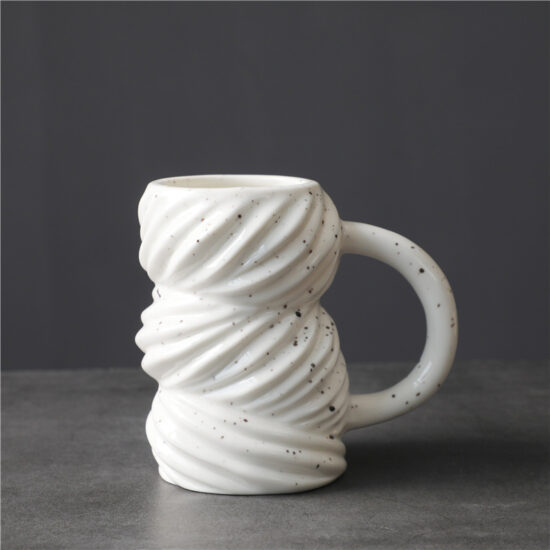 Modern Polka Dot Ceramic Mug with Large Handle
