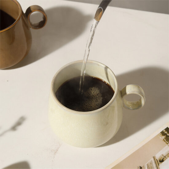 Vintage ceramic coffee cup for afternoon tea with retro design